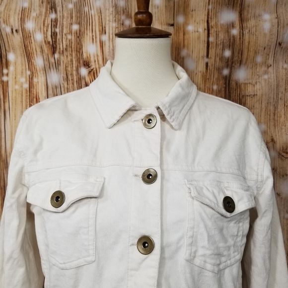 B.C.I Clothing Cream Cotton Blend Corduroy Women's Lg Denim Jean Jacket - Picture 5 of 9